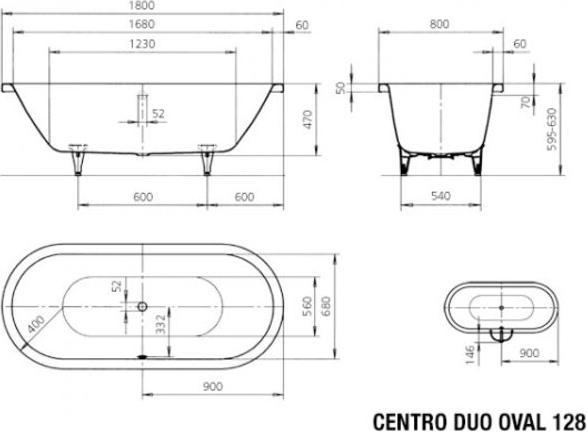Image du produit Kaldewei Centro Duo Duo Oval 128 180x80cm (188 cm, 88 cm)