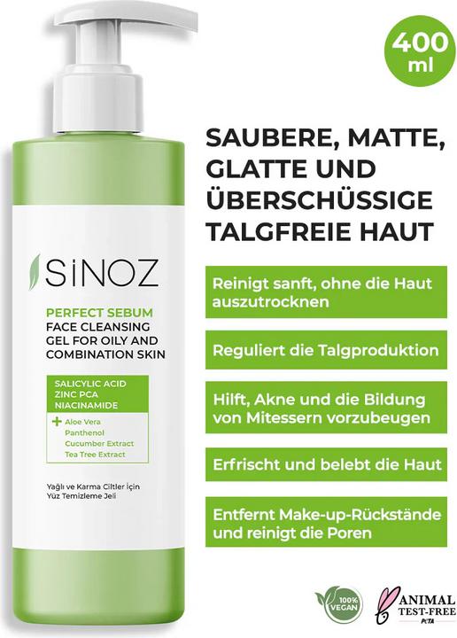 Actual product image Sinoz Facial Cleansing Gel for Oily and Combination Skin 400ml (Gel, 400 ml)