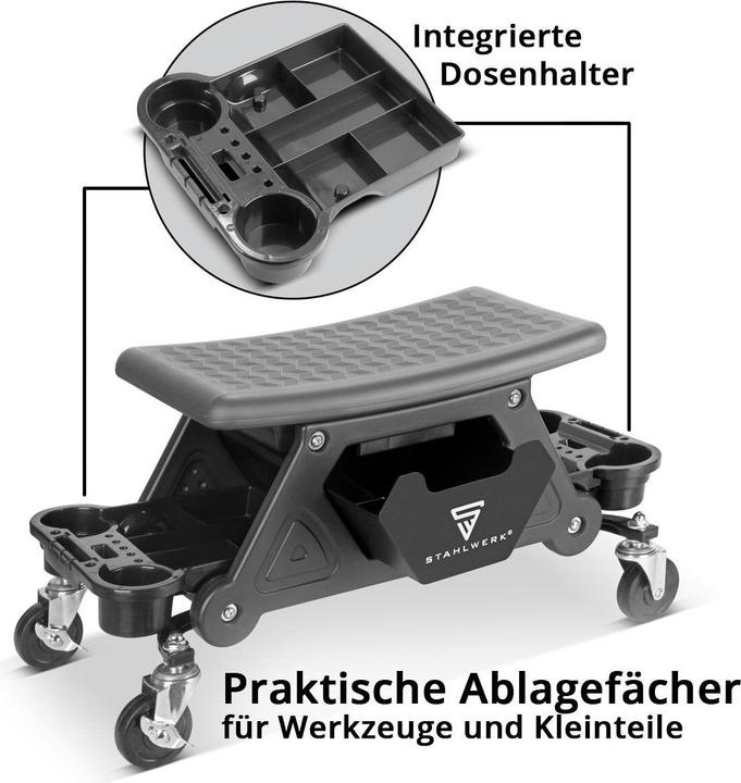 Produktbild Stahlwerk Werkstatthocker WRS-185 mit 185 kg Tragkraft Werkstattsitz Rollhocker (1 x)