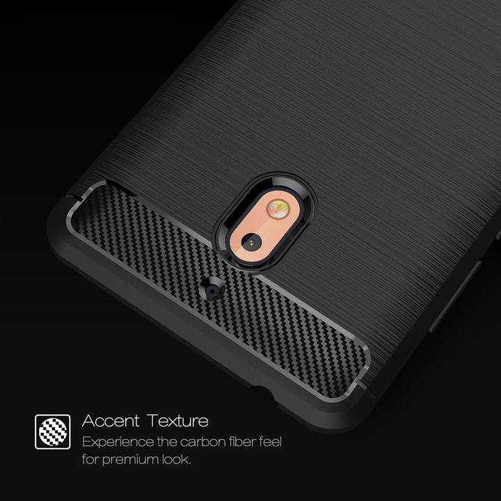 Produktbild König Design Nokia 2.1 Case Carbon Fiber Optik Brushed Schutz Hülle Bumper Etui Cover Schwarz (Nokia 2.1)
