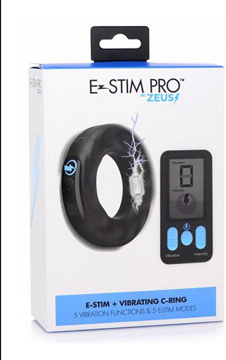 Actual product image Zeus Electrosex 5X E-Stim Pro Silicone Vibrating Cock Ring + Remote (7.60 cm)
