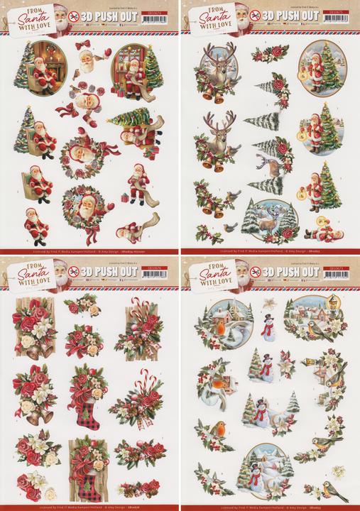 Image du produit Amy Design Set de feuilles prédécoupées 3D "From Santa with love" (du Père Noël avec amour) (4 x)
