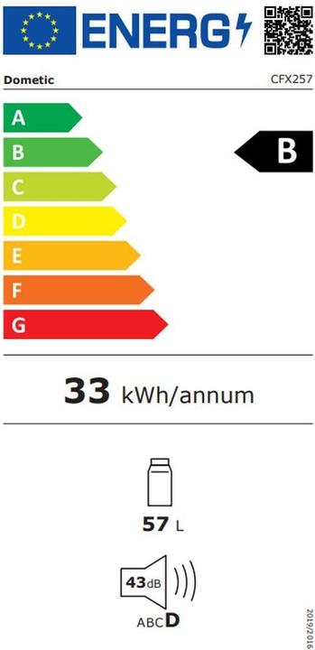 Energie-Label Dometic CFX2 57 AC/DC, EU Version (57 l)