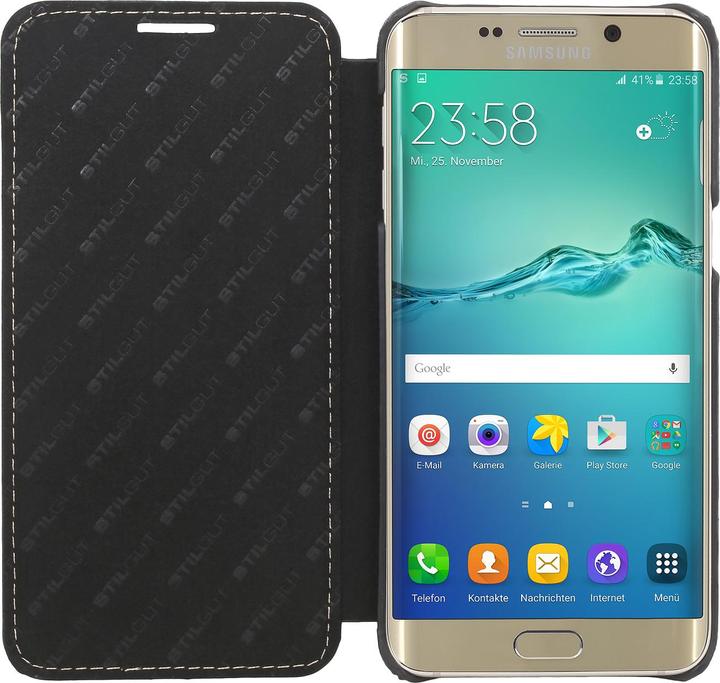 Produktbild StilGut Book Type Case ohne Clip für S6 Edge+, schwarz (Samsung Galaxy S6 Edge+)
