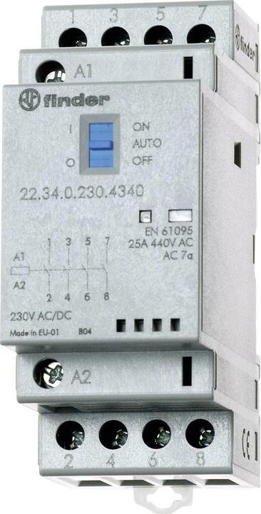 Immagine prodotto Finder Contattore di installazione per guida 35 mm 22.34.0.024.4740 3 contatti NO/1 NC