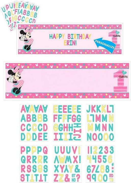 Produktbild Disney Personalisiertes Minnie Mouse Banner zum 1. Geburtstag aus Plastik