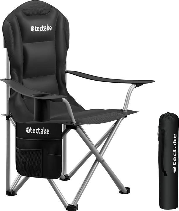 Actual product image tectake Padded camping chair MTX, foldable, with cup holder