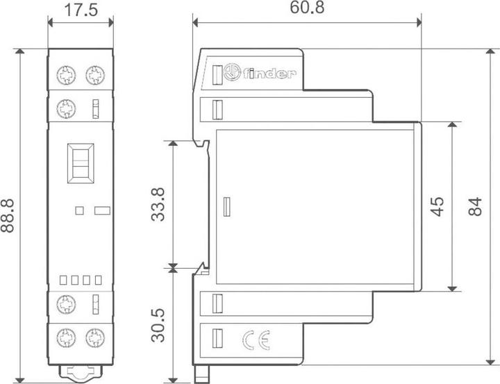 Immagine prodotto Finder Contattore di installazione serie 22, 25 A 22.32.0.230.4540 1 contatto NA/1 NC (30/110/220 V)