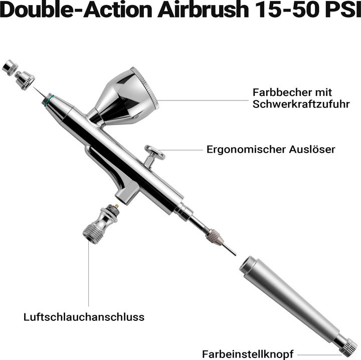 Produktbild Wiltec Airbrush Pistole X501 Air Brush Designs mit 0,3mm Düse Flüssigkeitsbecher