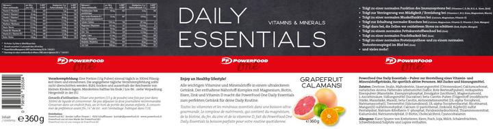 Nährwerte und Zutaten PowerFood One Daily Essentials (360g Dose) (Grapefruit, 1 Stk., 360 g)