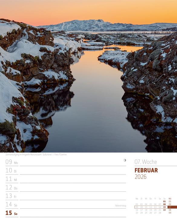 Produktbild Island - Die Insel aus Feuer und Eis - Wochenplaner Kalender 2026 (25 x 33 cm, Harter Einband, Deutsch)