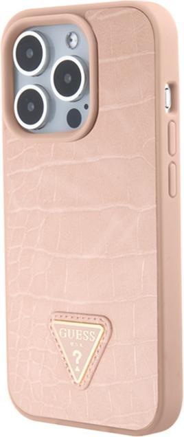 Produktbild Guess GUHCP15LPCRTHCP iPhone 15 Pro 6.1" różowy/pink hardcase Croco Triangle Metal Logo (Apple iPhone 15 Pro)
