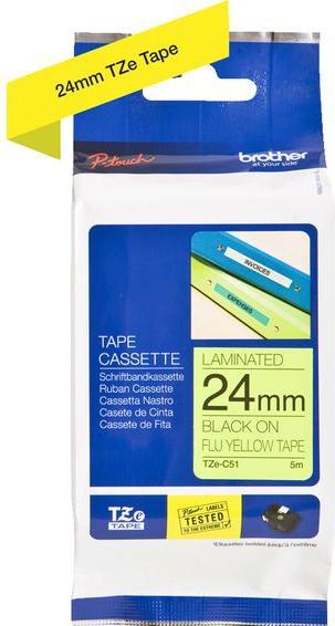 Produktbild Brother TZC51 Laminiertes Band (2.40 cm, Gelb, Schwarz)