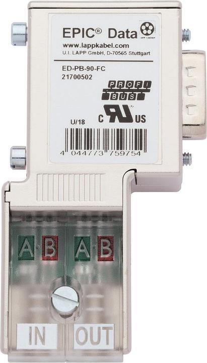 Actual product image Lapp EPIC® Data PROFIBUS Connector with Quick Connector EPIC® ED-PB-90-PG-LED-FC Content: 1