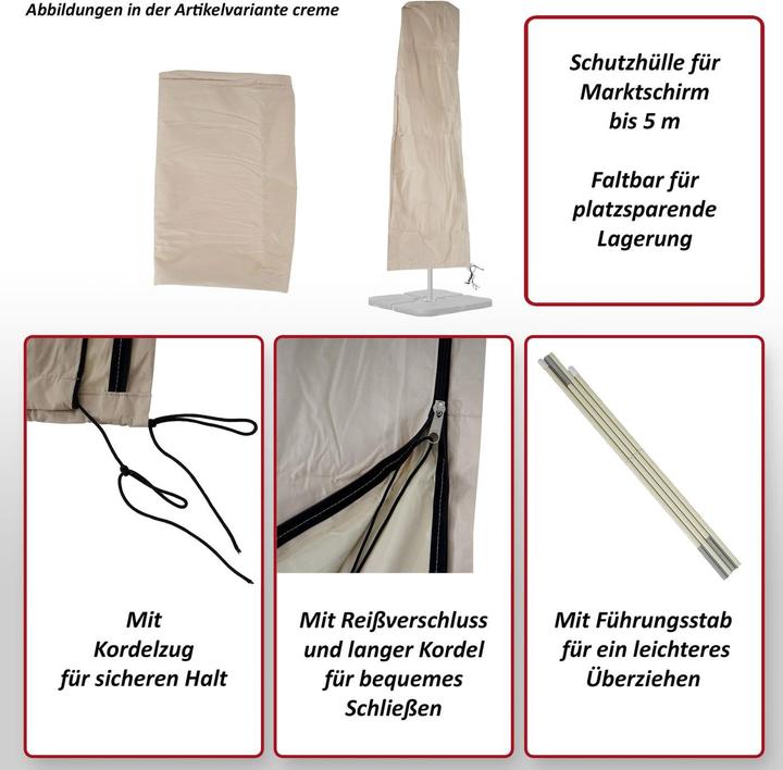 Produktbild Swisshandel24 Schutzhülle Meran für Marktschirm bis 5m, Abdeckhülle Cover mit Reissverschluss anthrazit