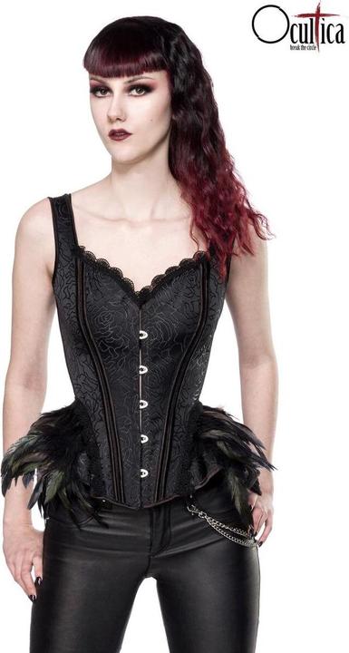 Produktbild Ocultica Ausgestelle Gothic-Corsage aus Brokat und Federn (S)