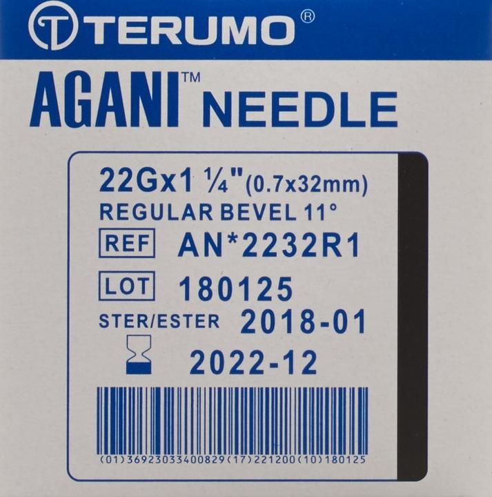 Produktbild Terumo Agani Einmalkanüle 22G 0.7x32mm schwarz (100 Stk)
