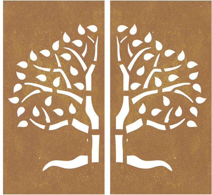 Image du produit VidaXL Décoration murale de jardin en 2 parties 105x155 cm Design arbre en acier corten (105 x 55 x 1 cm)