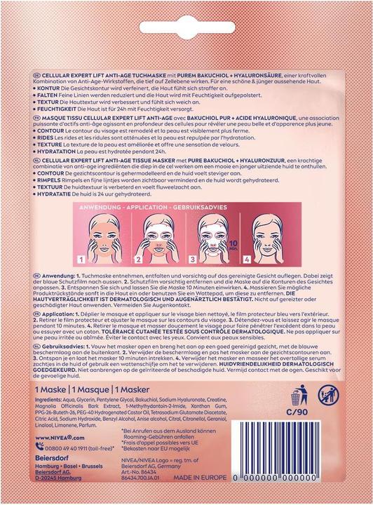 Nutritional values and ingredients NIVEA Cellular Expert Lift Anti-Age Sheet Mask (1000 ml)