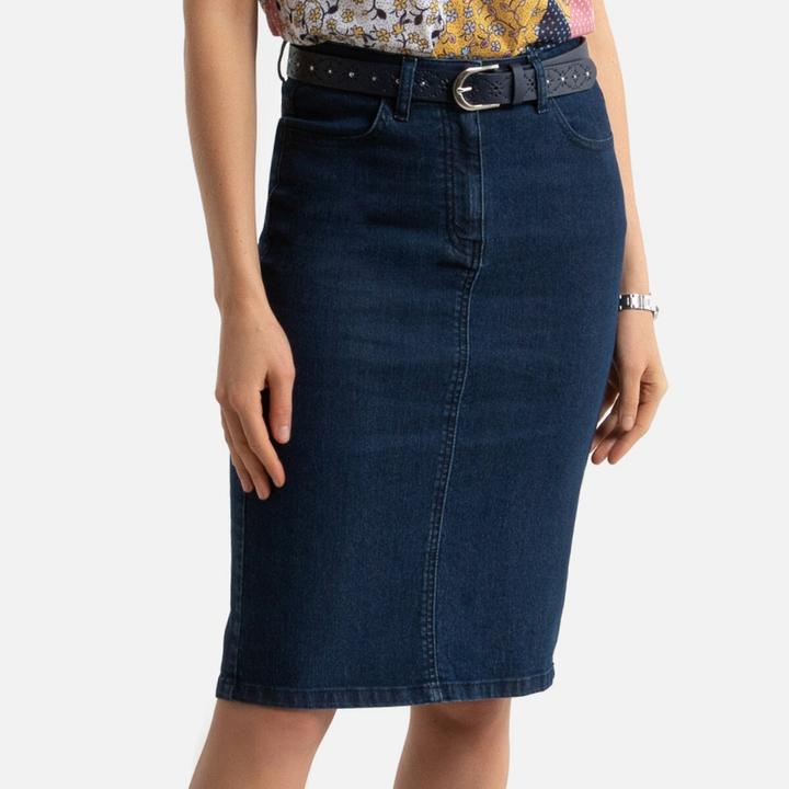 Actual product image Anne Weyburn Stretch denim denim skirt (36)