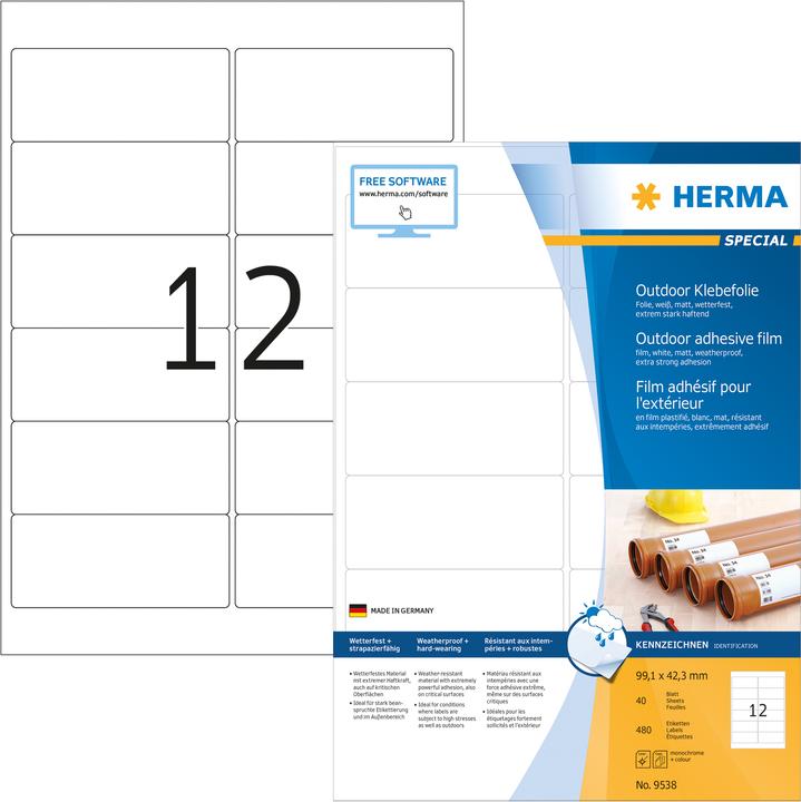 Produktbild HERMA Wetterfeste Etiketten A4