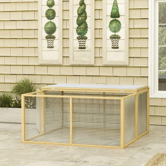 Produktbild Swisshandel24 Kaninchenstall Holz Freilaufgehege aufklappbar Dach Meerschweinchen Natur 120x120x57cm