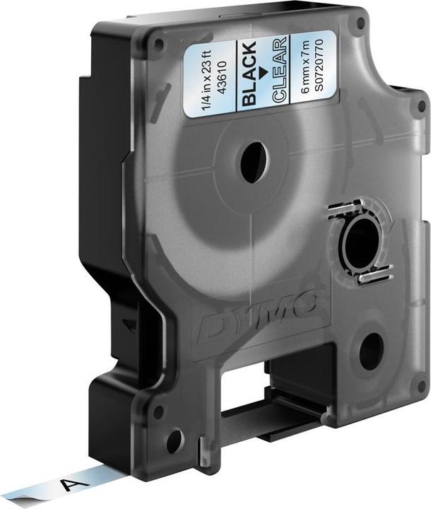 Produktbild Dymo D1 Schriftband 43610 6mmx7.0m schwarz->transp. (0.60 cm, Transparent, Schwarz)