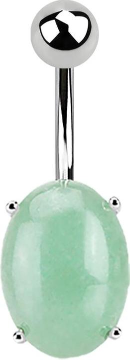 Star Piercing Banane silber mit Ovalem Amazonit Stein (Mineralisch, ohne Messing, Chirurgenstahl 316L)