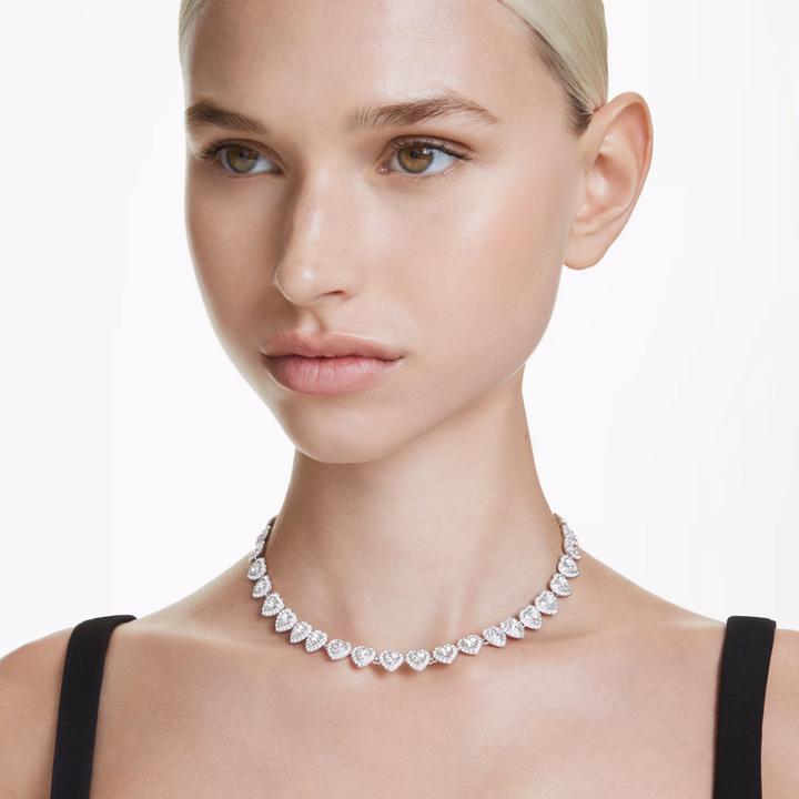 Produktbild Swarovski x Ariana Grande Tennis Halskette Verschiedene Schliffe Herz Weiss Rhodiniert (Swarovski Metall)