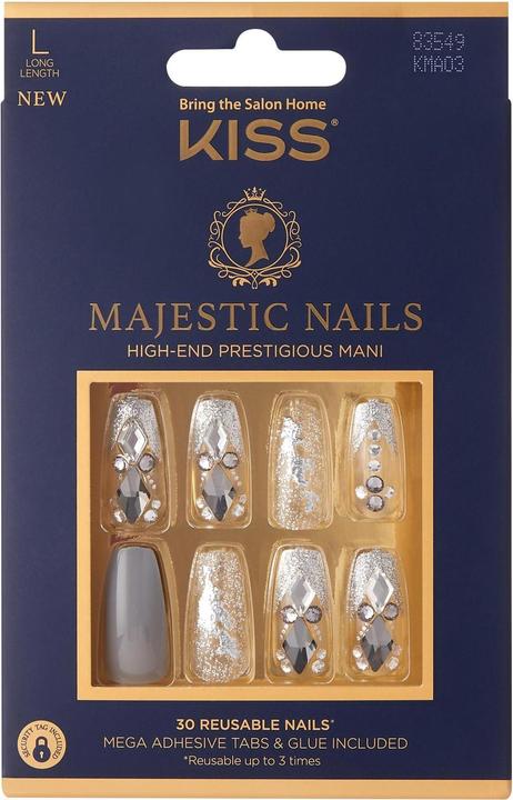 Actual product image Herba Kiss Majestic Nails - Sparkle (Artificial nails, Grey, Transparent)