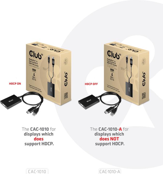 Produktbild Club 3D DisplayPort auf Dual Link DVI-D HDCP OFF (DVI, 60 cm)