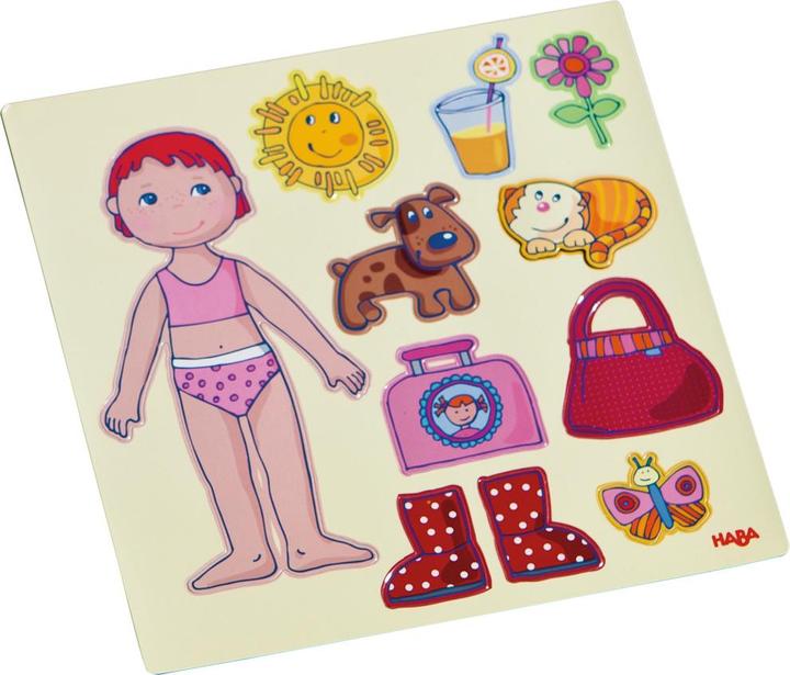 Actual product image Haba Magnet play box dress-up doll Lilli (German, French, Italian, English)
