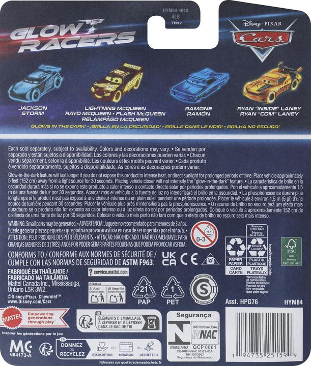 Actual product image Mattel Disney Pixar Cars Glow Racers Chase Racelott