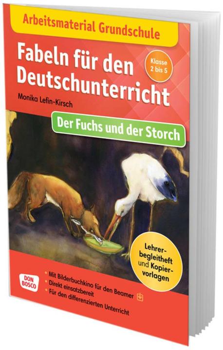 Immagine prodotto Arbeitsmaterial Grundschule. Fabeln für den Deutschunterricht: Der Fuchs und der Storch (Tedesco, Monika Lefin-Kirsch, 2021)