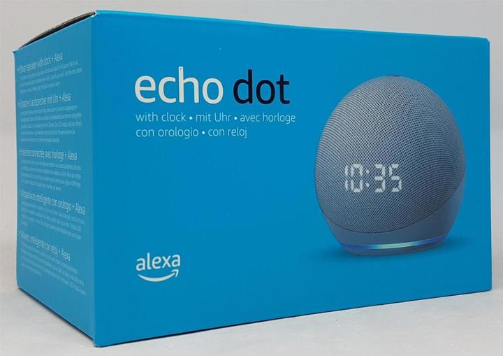 Actual product image Amazon Echo Dot (4th gen.) with clock (Amazon Alexa)