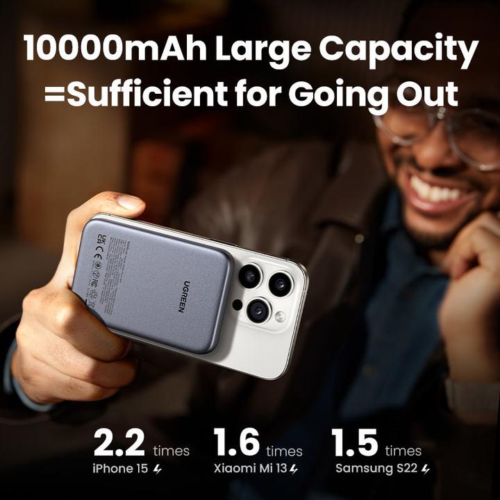 Immagine prodotto Ugreen 10000mah Magnetic Wireless Power Bank Space Grey Powerbank - Gr - 10000 mAh (10000 mAh, 20 W, 20 Wh)