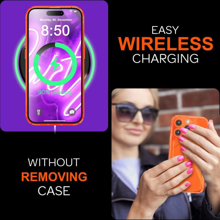 Actual product image Nalia Clear transparent neon silicone cover card holder (Apple iPhone 16 Pro Max)