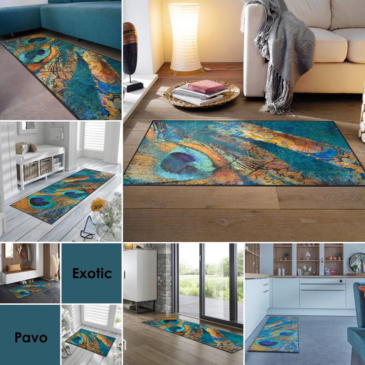 Produktbild Wash + Dry Läufer Schmutzfangmatte waschbar Exotic Pavo 75 x 120 cm (75 x 120 cm)