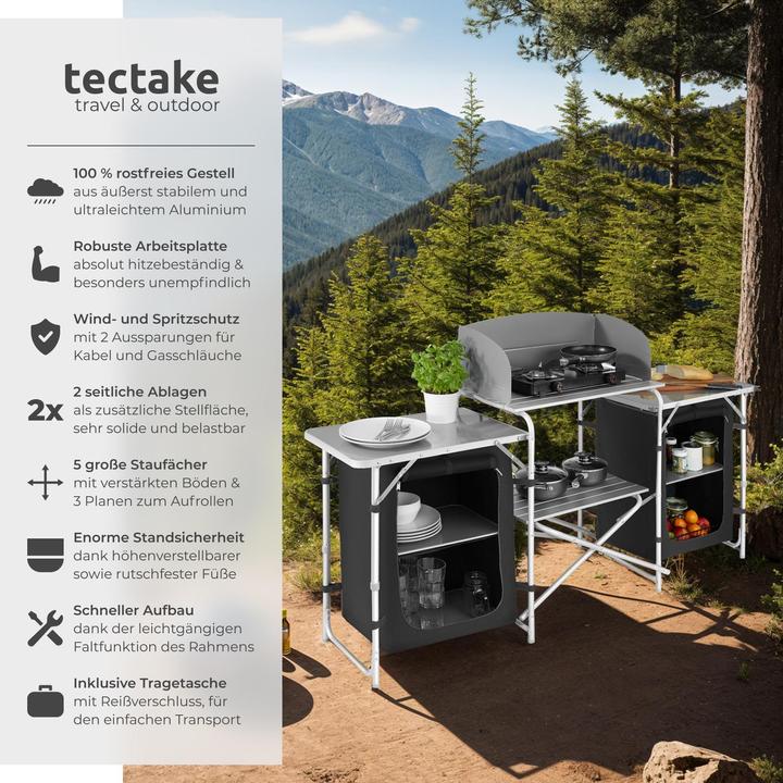 Actual product image tectake Camping kitchen 172x52x104cm