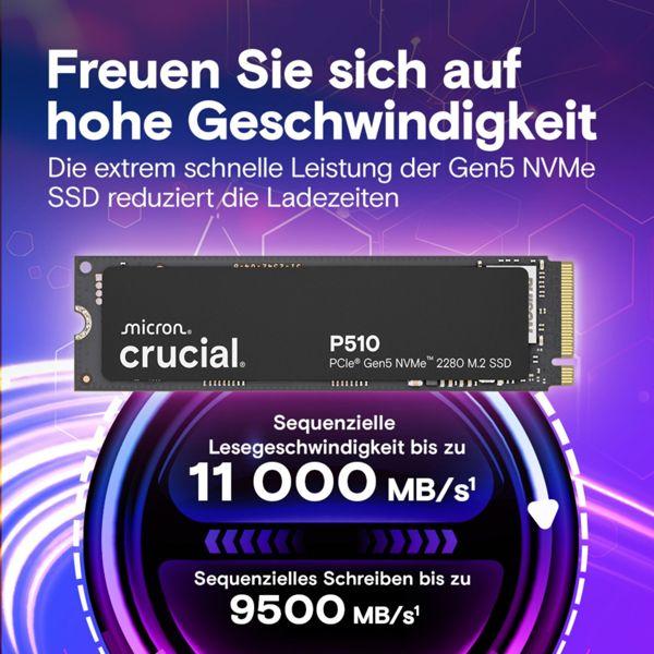 Actual product image Crucial P510 2TB PCIe Gen5 NVMe M.2 SSD (2000 GB, M.2 2280)
