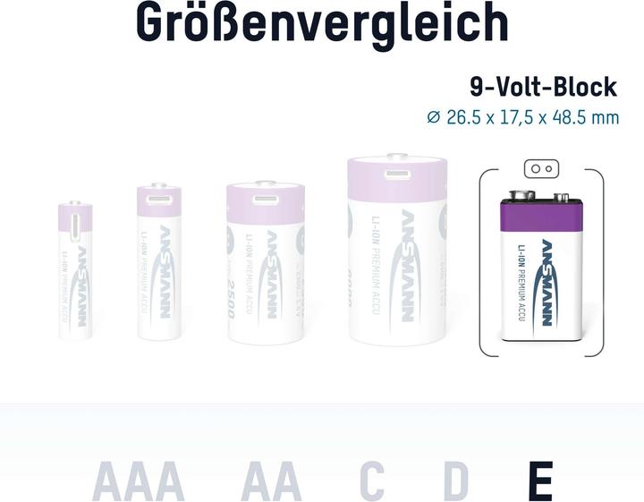 Immagine prodotto Ansmann Premium ricaricabile (1 pz., 9V Block, 400 mAh)