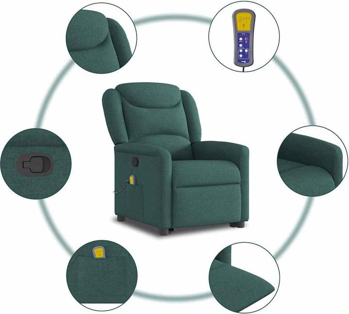 Produktbild VidaXL Massagesessel mit Aufstehhilfe Dunkelgrün Stoff