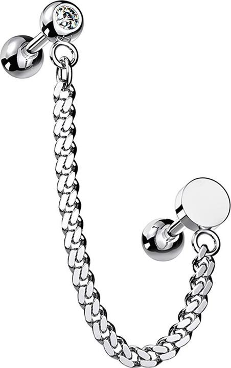 Immagine prodotto Star Piercing Micro Barbell silber mit Anhänger Kette und Kreis (Ottone, Acciaio chirurgico 316L)