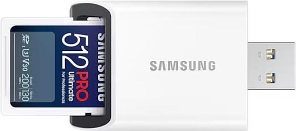Actual product image Samsung PRO Ultimate with USB card reader (512 GB, SDXC, U3, UHS-I)