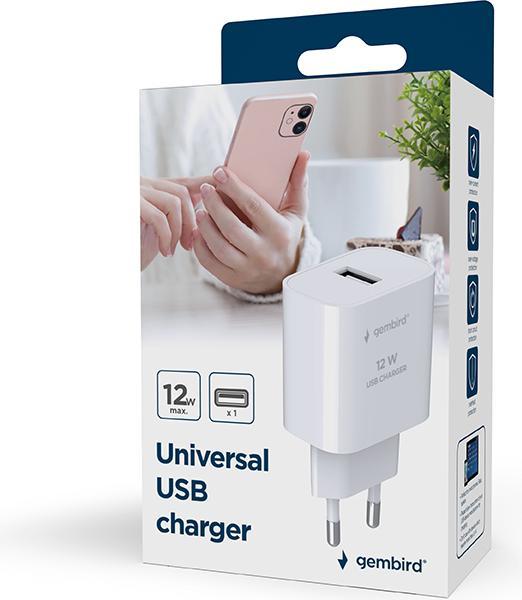 Immagine prodotto Gembird CARICABATTERIE USB UNIVERSALE 2,4A/NERO TA-UC-1A12-01-BK (12 W)