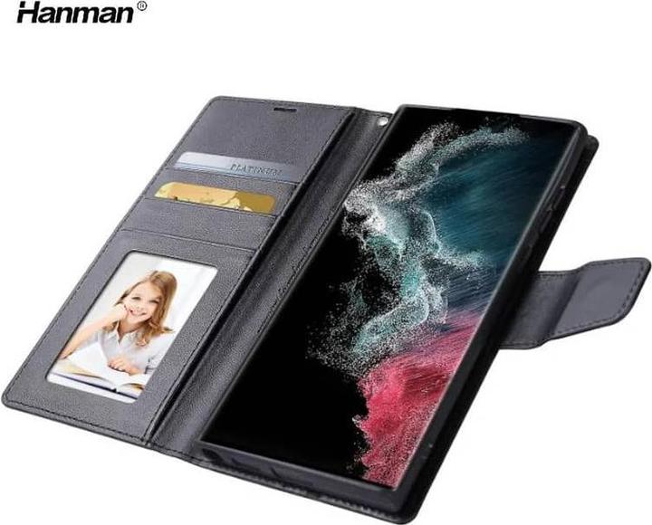 Actual product image Hanman Samsung Galaxy S8 Plus - Mill Flip Case mit 3 Kartenfächern, schwarz (Samsung Galaxy S8+)