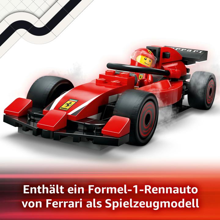 Immagine prodotto LEGO F1 Boxenstopp mit Boxencrew und Ferrari Flitzer (60443, LEGO City)