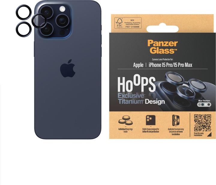 Immagine prodotto PanzerGlass Protezione dell'obiettivo della fotocamera Hoops (1 Pezzo/i, Apple iPhone 15 Pro Max, Apple iPhone 15 Pro)