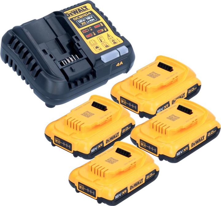 Actual product image DeWalt DCB 1104 D4 Battery Starter Set 12 V / 18 V 4x Battery 2.0 Ah + DCB 1104 Charger (18 V)