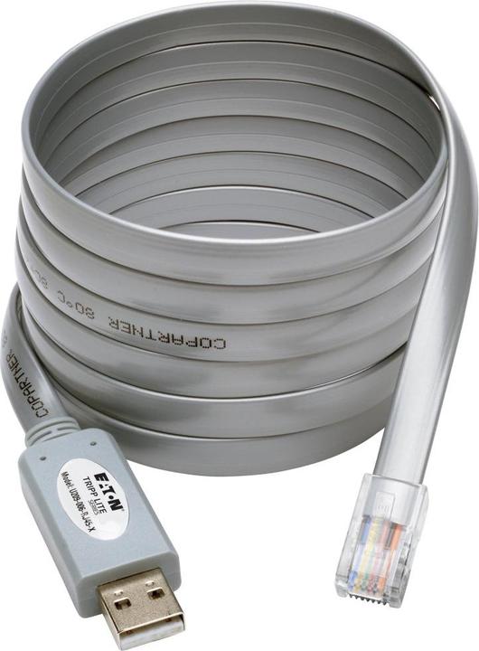 Actual product image Eaton USB-A to RJ45 Serial Rollover Cable M/M Cisco Compatible 250 Kbps 6 ft. 1.83 m grey (USB-A, 1 Ports)